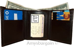 lot of 2 men’s woven printed leather wallet brown trifold wallet id billfolds’ - Image 3