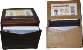 lot of 2 new leather business card case, brown/beige credit card id leather case