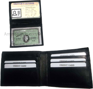 lot of 3 new men's soft leather black billfold wallet 9 credit card 2 id new - Image 11