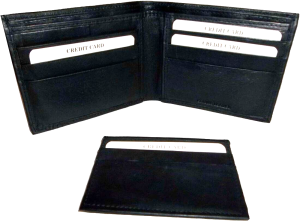 lot of 3 new men's soft leather black billfold wallet 9 credit card 2 id new - Image 6