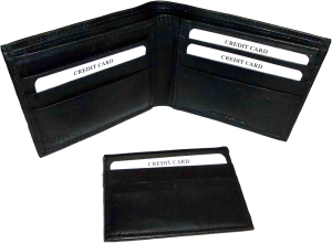 lot of 3 new men's soft leather black billfold wallet 9 credit card 2 id new - Image 7