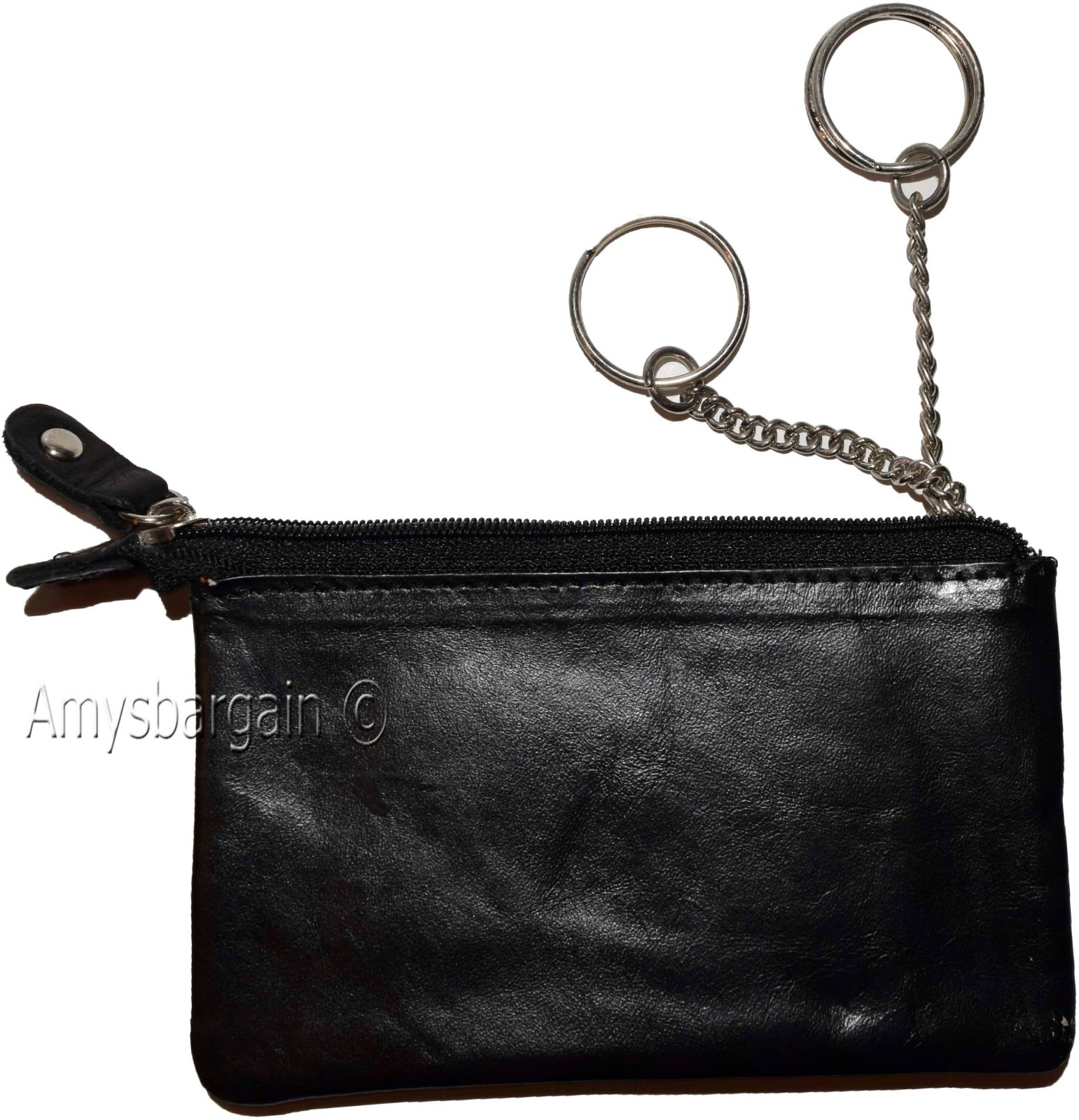 lot of 4 leather change purse ladies wallet black mini pocket zip coin case bn - Image 12