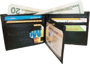 lot of 4 man's bifold leather new tan wallet 12 credit cards 2 ids 2 bill slots - Image 9