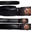 men's belt leather belt automatic lock click comfort badge shield buckle up- 50"