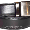 men's black leather dress belt (XL) auto-lock belt men's white quick lock belt.