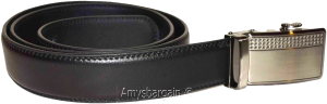 men's black leather dress belt (XL) auto-lock belt men's white quick lock belt. - Image 6
