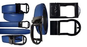 mens blue replacement leather waist belts waistband new auto-lock Buckle XL - Image 12