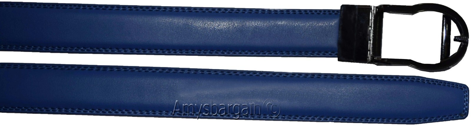 mens blue replacement leather waist belts waistband new auto-lock Buckle XL - Image 3