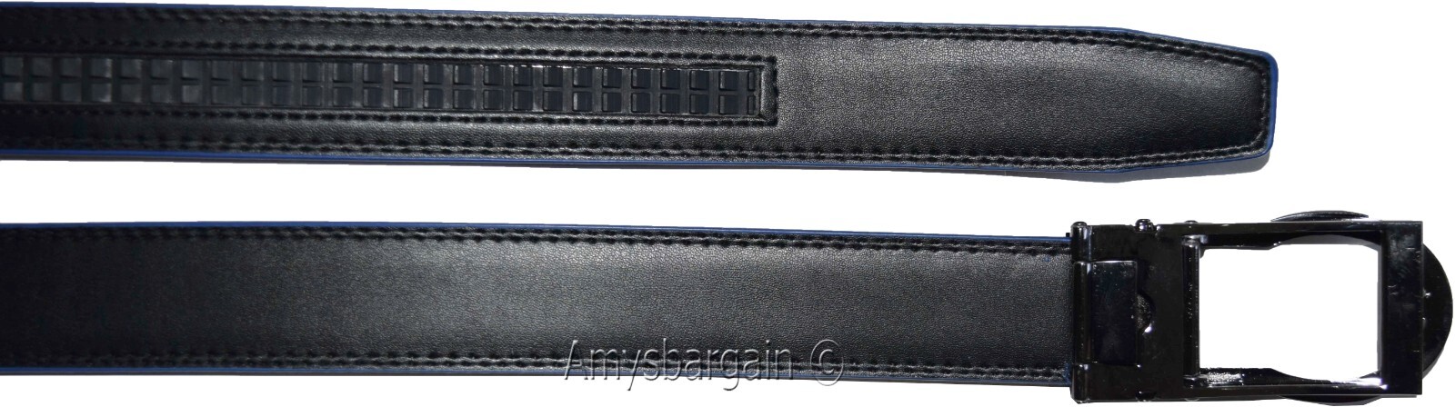 mens blue replacement leather waist belts waistband new auto-lock Buckle XL - Image 6