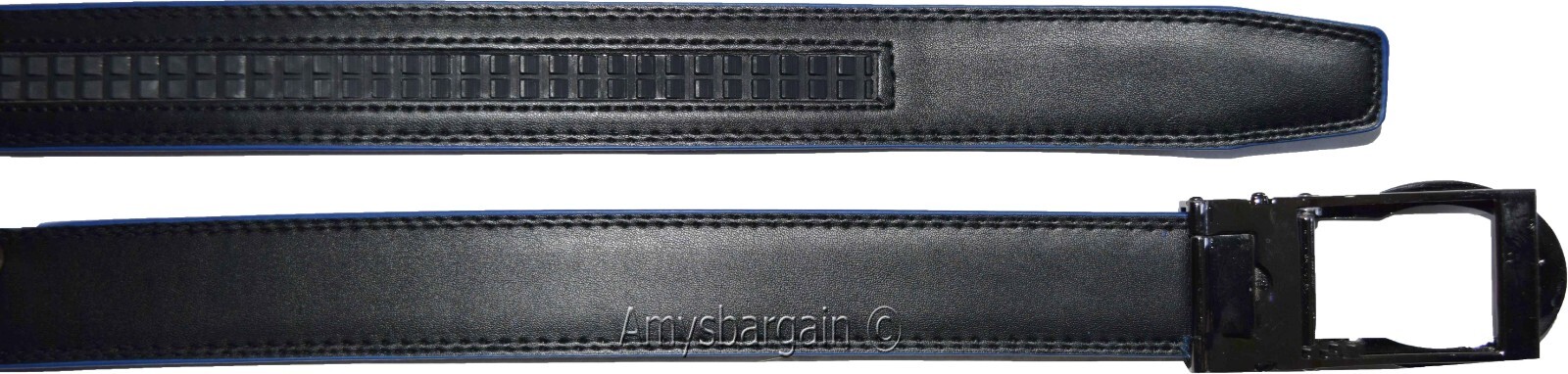 mens blue replacement leather waist belts waistband new auto-lock Buckle XL - Image 7