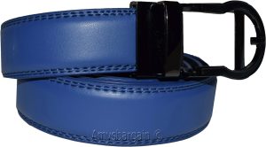 mens blue replacement leather waist belts waistband new auto-lock Buckle XL - Image 9