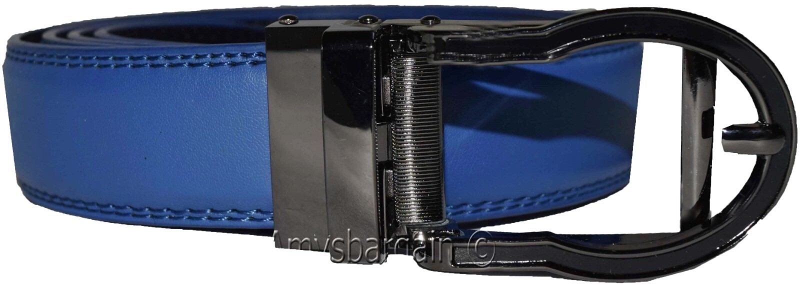 mens blue replacement leather waist belts waistband new auto-lock Buckle XL - Image 10