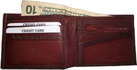 men's wallet Leather man's 6 credit card space zip change purse Sued interior bn
