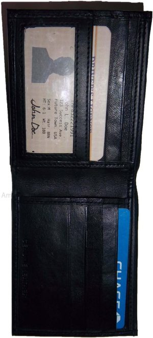 men's wallet billfold new leather wallet id cases 2 bill pockets 6 card holder - Image 5