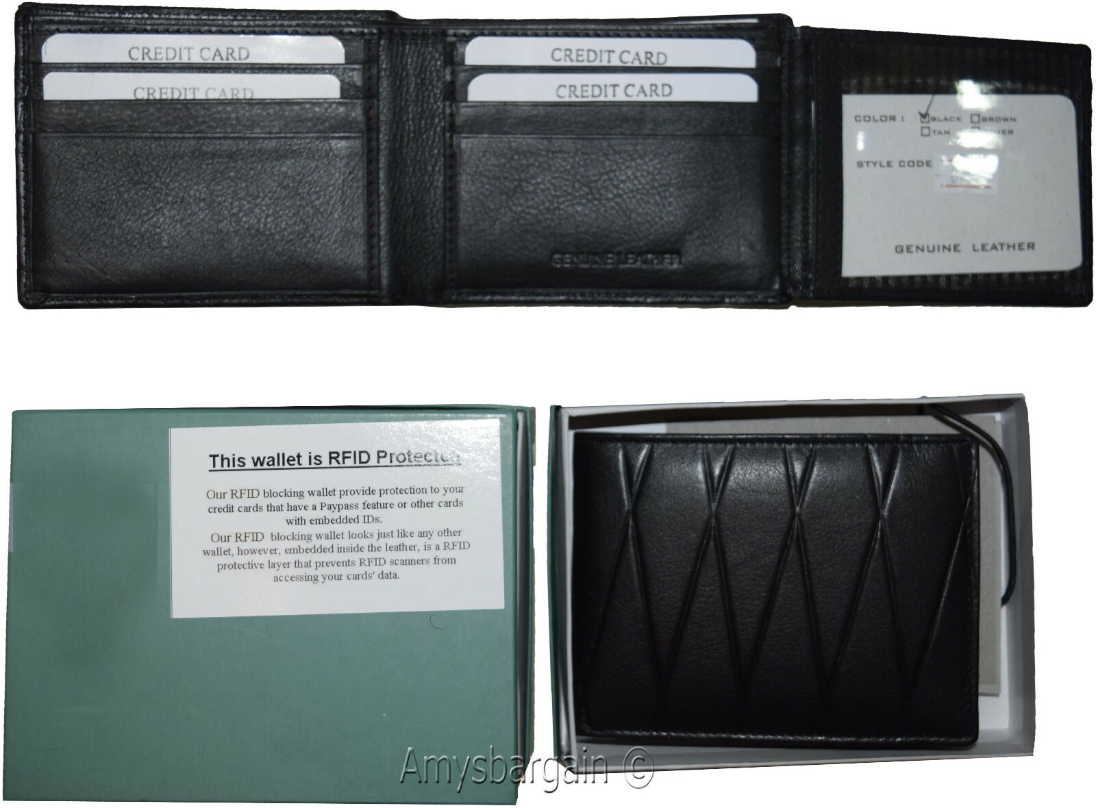 men's wallet rfid genuine leather wallet bifold wallet 12 credit card new in box - Image 9