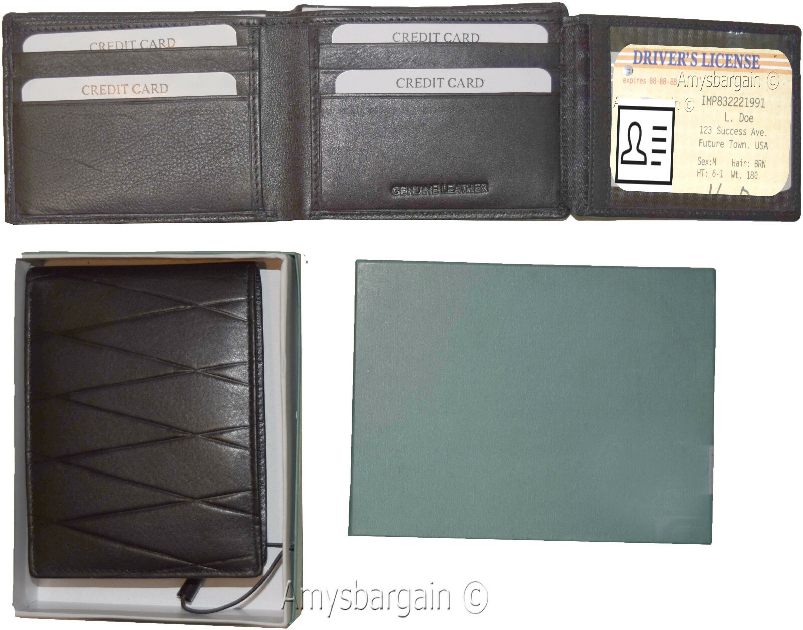 men's wallet rfid genuine leather wallet bifold wallet 12 credit card new in box