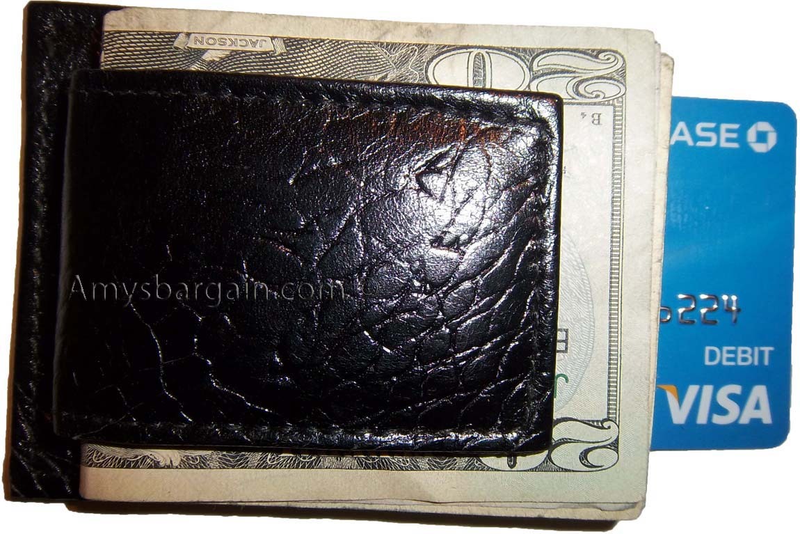 money clip crocodile skin printed leather credit card/bills fits all types bills - Image 12