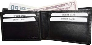 new man's quality buff leather billfold wallet 6 credit card spaces w/id bnwt - Image 8