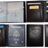 passport cover USA leather wallet black passport case real genuine leather case