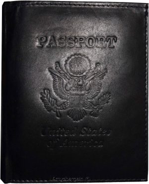passport cover USA leather wallet black passport case real genuine leather case - Image 4
