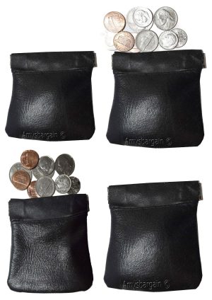 2 Change Purse, Leather Ladies Wallet purse mini pocket zip coin case key ring - Image 3