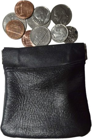 2 Change Purse, Leather Ladies Wallet purse mini pocket zip coin case key ring - Image 4