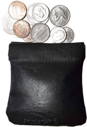 2 Change Purse, Leather Ladies Wallet purse mini pocket zip coin case key ring - Image 6