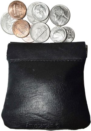 2 Change Purse, Leather Ladies Wallet purse mini pocket zip coin case key ring - Image 7