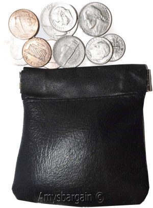 2 Change Purse, Leather Ladies Wallet purse mini pocket zip coin case key ring - Image 8