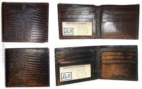 2 Lizard skin Printed Leather man's bi fold wallet 2 bill spockets 8 card slots