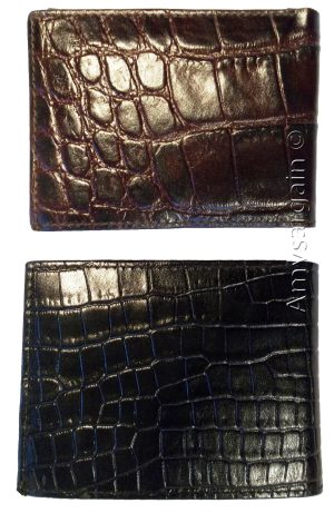 2 New Crocodile Skin Printed Leather man's bi fold wallet 2 bill slots 6 card ID - Image 7