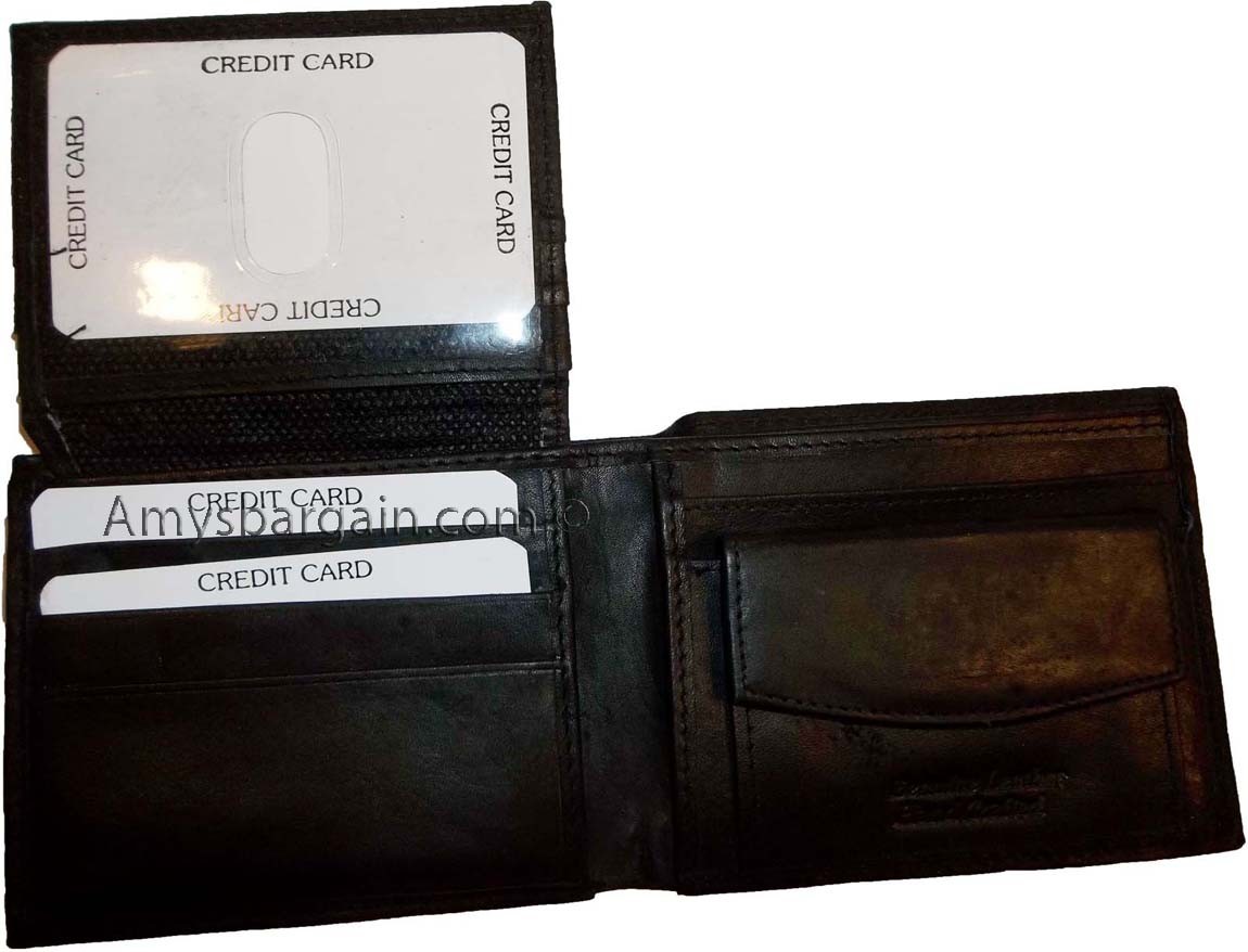 3 New Men's bi-fold Leather Wallet 7 credit card ID Change purse 2 bill slot BN - Image 8