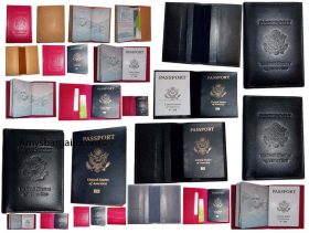 4 New USA Leather passport case wallet credit ATM card case ID holder Brand New