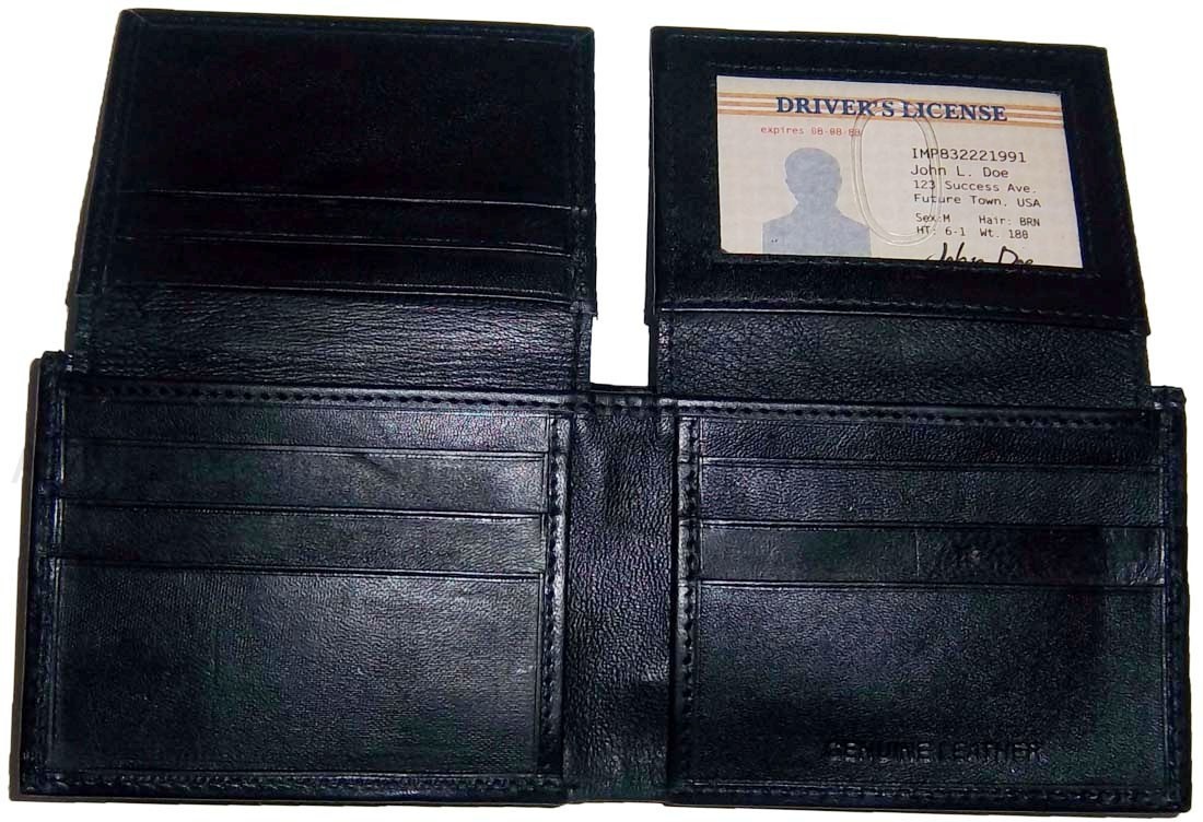 6 Man's Leather black wallet 12 credit card Holder 2 ID 2 Bifold slots Unbranded - Image 9