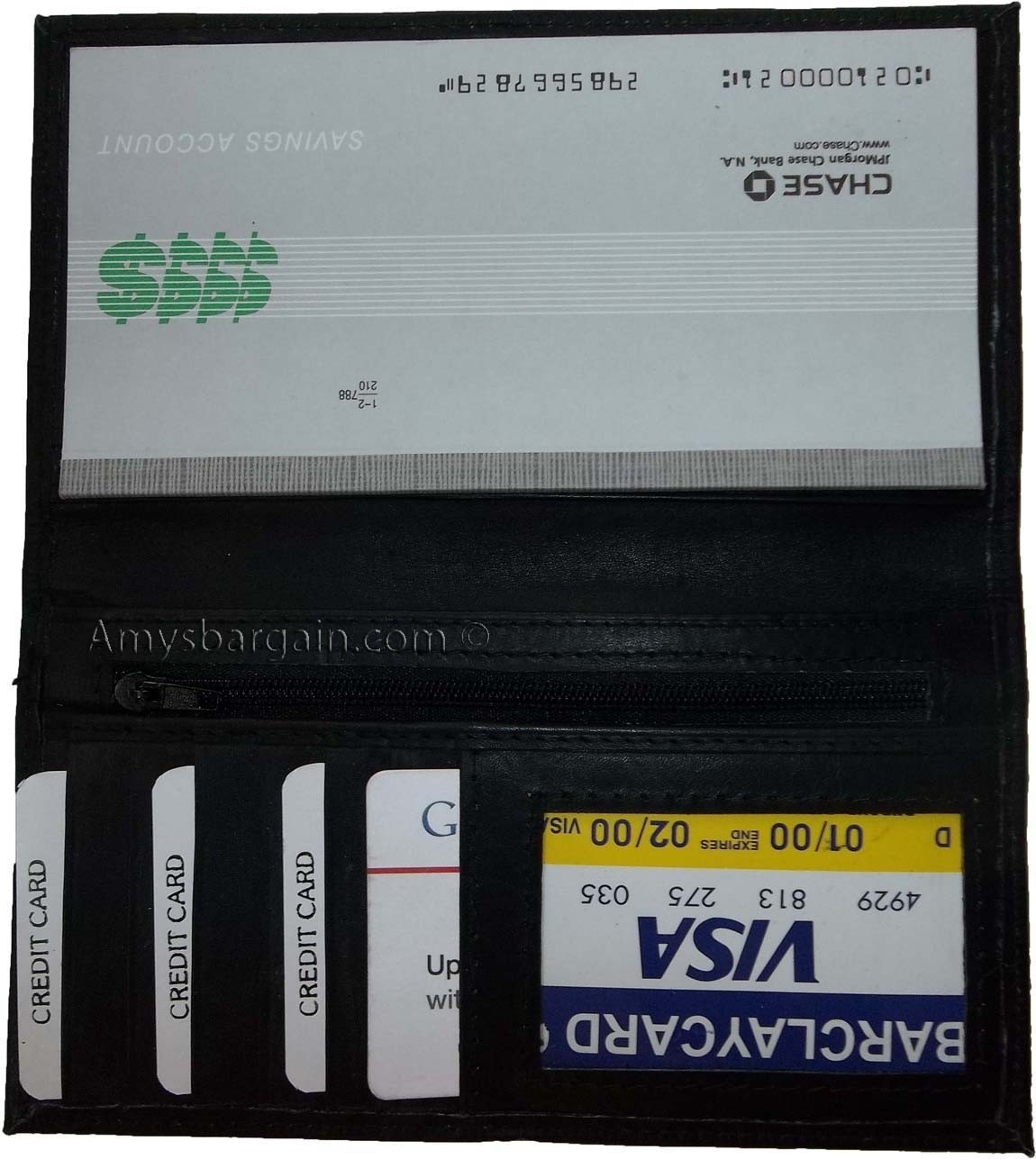 6 New Women/Man's Leather Checkbook Wallet 4 bill pockets 1 zip pocket 7 card ID - Image 4