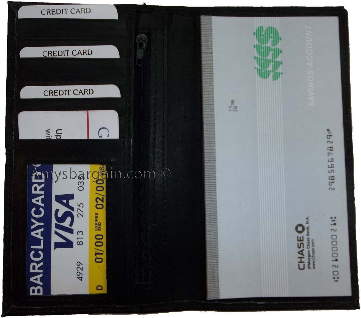 6 New Women/Man's Leather Checkbook Wallet 4 bill pockets 1 zip pocket 7 card ID - Image 10