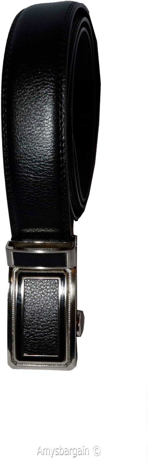 Black Leather Men’s Belt XL Automatic lock Dress / Casual belt adjustable belt - Image 13