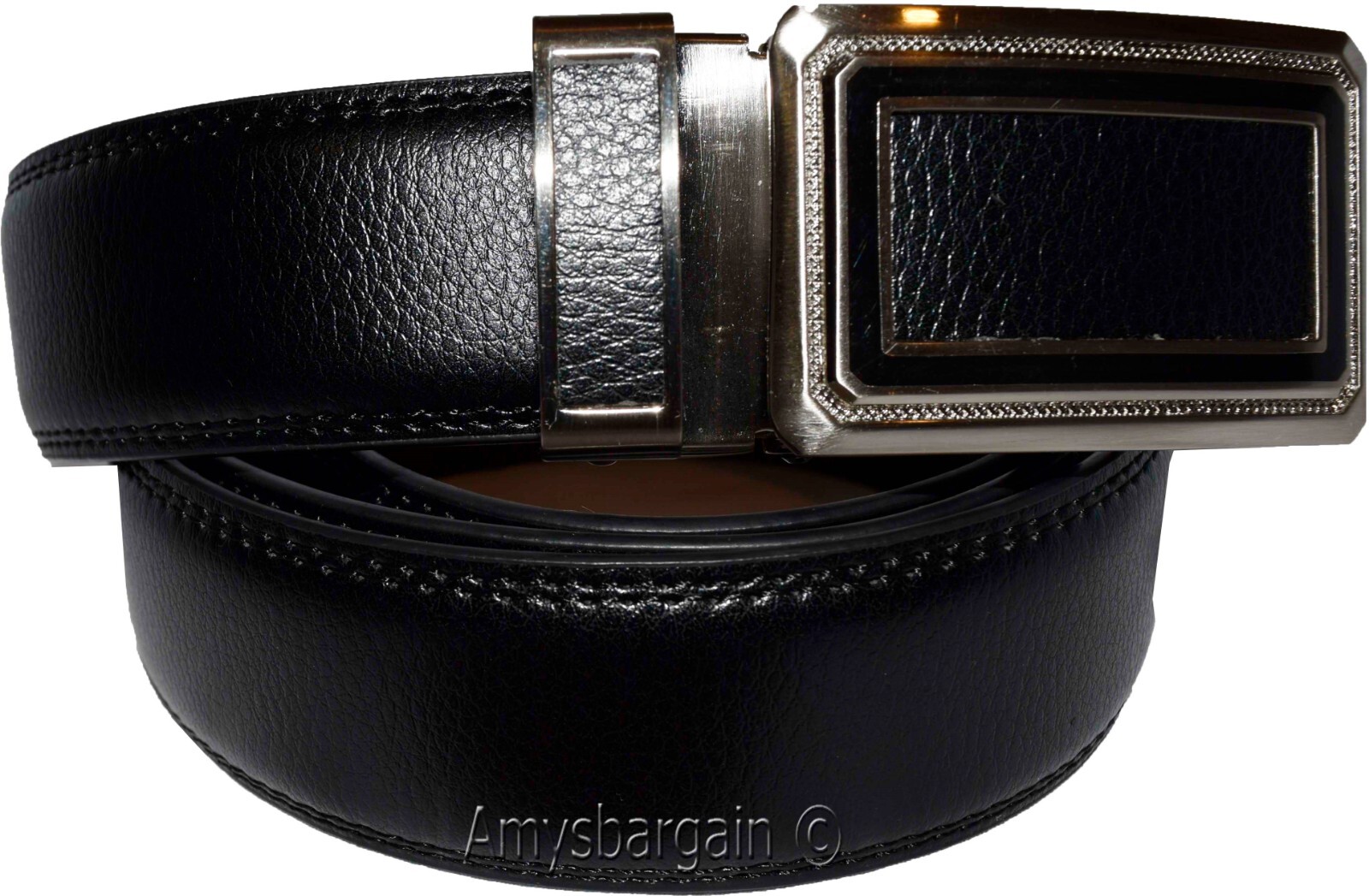 Black Leather Men’s Belt XL Automatic lock Dress / Casual belt adjustable belt - Image 15