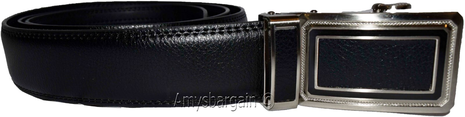 Black Leather Men’s Belt XL Automatic lock Dress / Casual belt adjustable belt - Image 16