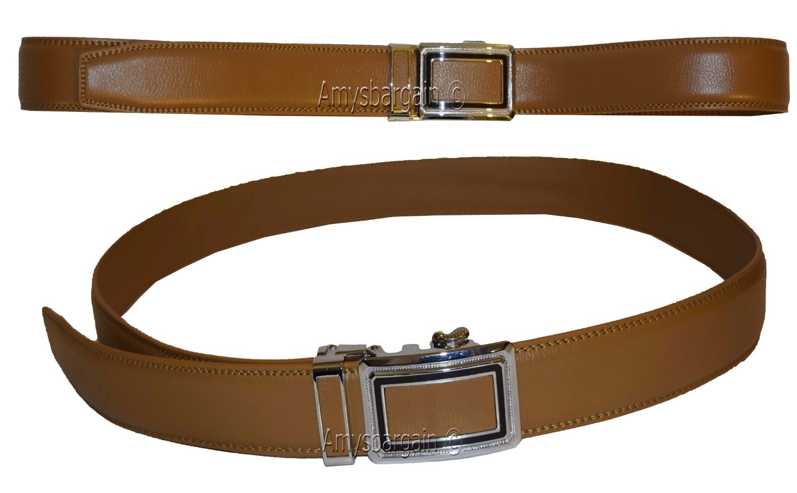 Camel Leather Men’s Belt XL Automatic lock Dress / Casual belt adjustable belt - Image 13