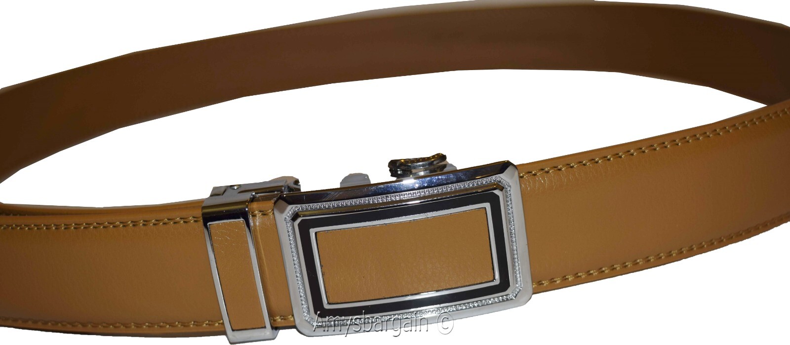 Camel Leather Men’s Belt XL Automatic lock Dress / Casual belt adjustable belt - Image 6