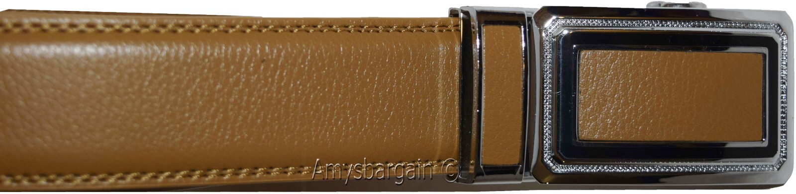Camel Leather Men’s Belt XL Automatic lock Dress / Casual belt adjustable belt - Image 9
