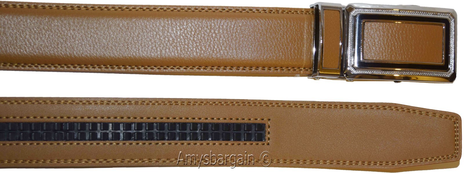 Camel Leather Men’s Belt XL Automatic lock Dress / Casual belt adjustable belt - Image 10