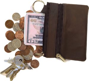 Change purse, Zip coin wallet, Leather change purse w/key ring cards, bills BN - Image 13