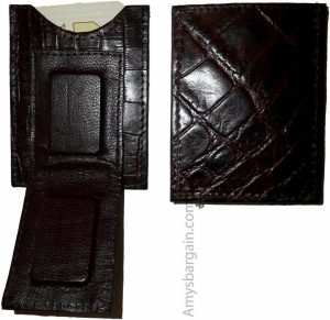 Crocodile skin printed leather money clip Leather Credit card bills holder new - Image 4