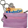 Leather change purse, Coin purse. Zip coin wallet, 2 pocket coin case w/key ring
