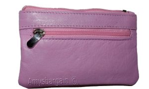 Leather change purse, Coin purse. Zip coin wallet, 2 pocket coin case w/key ring - Image 3