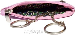 Leather change purse, Coin purse. Zip coin wallet, 2 pocket coin case w/key ring - Image 10