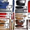 Leather dress belt track line belt Automatic Lock new transparent buckle up-43"