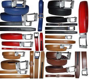 Leather dress belt track line belt Automatic Lock new transparent buckle up-43"